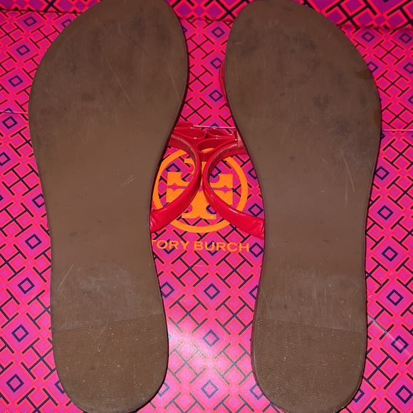 Tory Burch Red Leighanne Bow Flat Sandals 8.5 - Picture 6 of 11